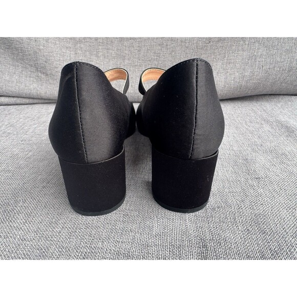 J Crew Black Mary Jane Block Heels Rhinestone Buckle Patent Cap Toe Shoes Size 8 - Picture 5 of 8